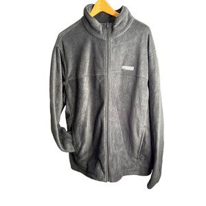 Columbia Mens Small Full Zip Fleece Jacket Gray Black Fall Winter Unisex New